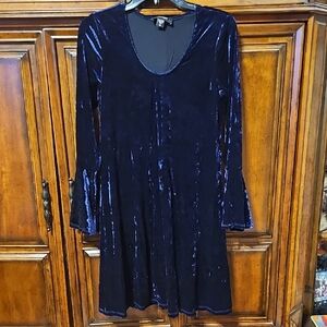Karen Kane Deep Blue Velvet Long Sleeve Dress